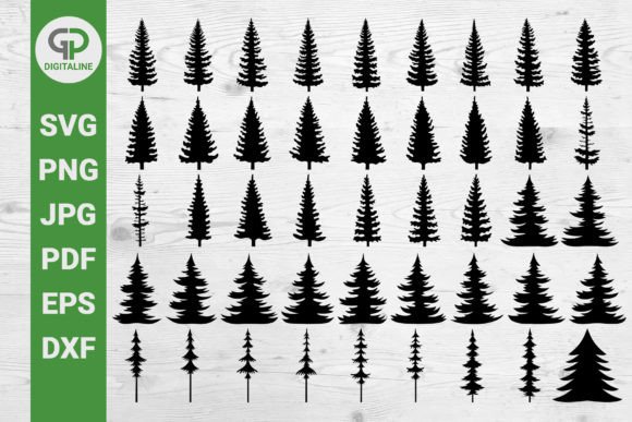 Download Pine Trees Bundle SVG, Silhouettes SVG 2 - Silhouette Collection