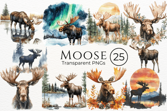 Download Moose Watercolor Cliparts - Moose Collection