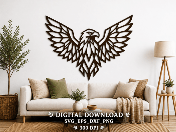 Download Geometric Eagle Wall Decor SVG Laser Cut - Decor Collection