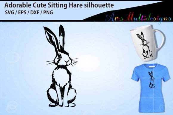 Download Cute Sitting Hare Silhouette - Silhouette Collection