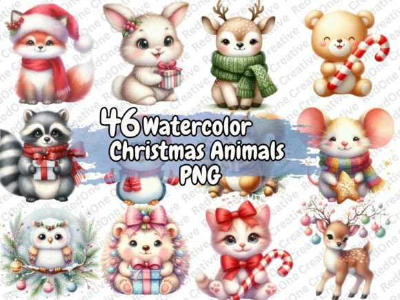 Download Watercolor Christmas Animals PNG - Christmas animals Collection