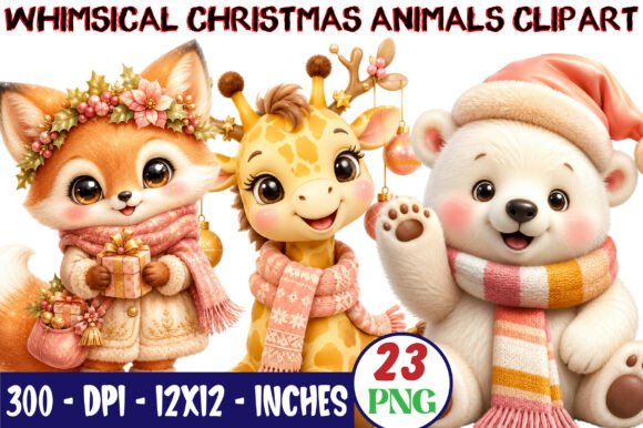 Download Whimsical Christmas Animals Clipart - Christmas animals Collection