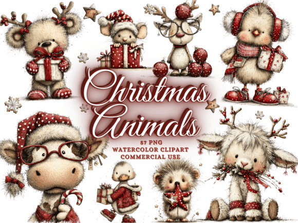 Download Whimsical Christmas Animals Clipart Png - Christmas animals Collection