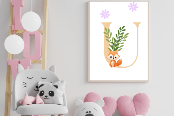 Download Decorative Letter U with Animal Wall Art - Decor Collection
