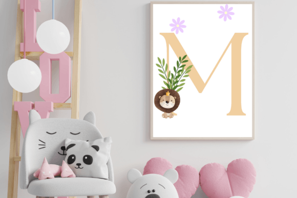 Download Decorative Letter M with Animal Wall Art - Decor Collection