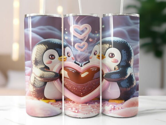 Download 20oz Cute Penguin Love Tumbler Wrap PNG - Love Collection