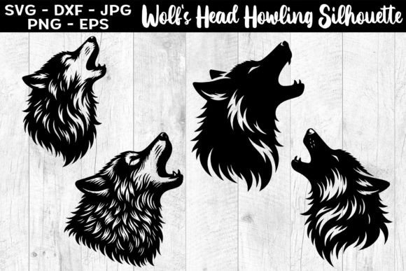 Download Wolf's Head Howling Silhouettes SVG EPS - Silhouette Collection