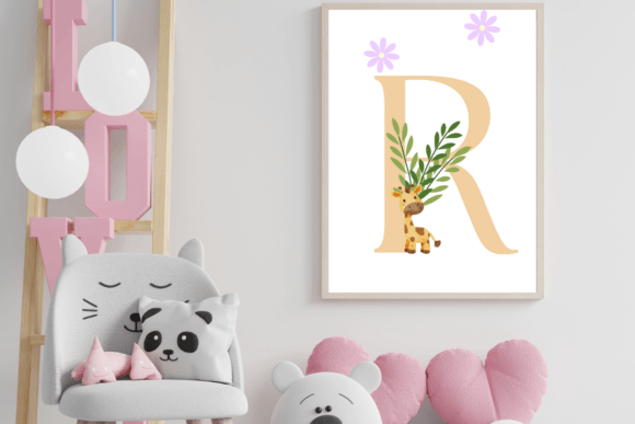 Download Decorated Letter R with Animal Wall Art - Decor Collection