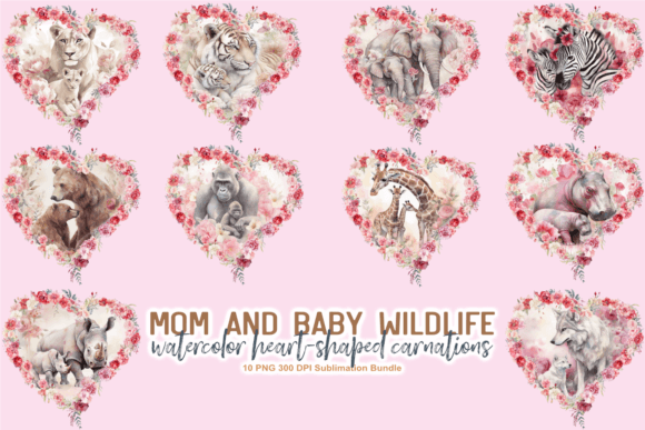 Download Watercolor Mom and Baby Wildlife Wreath - Wildlife Collection