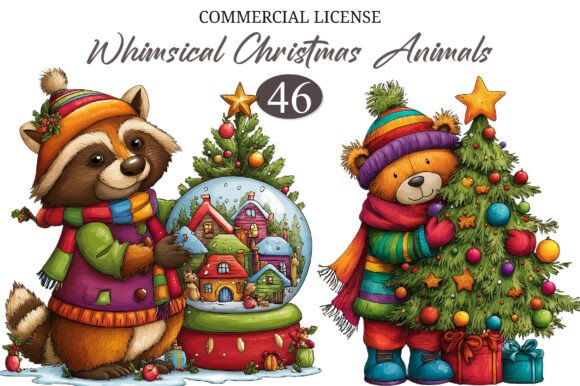 Download Whimsical Christmas Animals Clipart - Christmas animals Collection