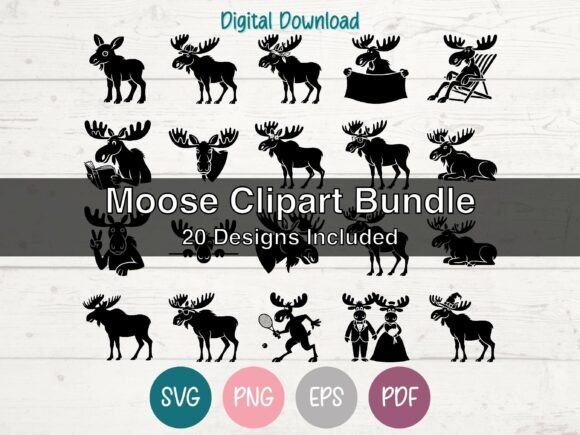 Download Moose SVG Clipart Bundle - Moose Collection