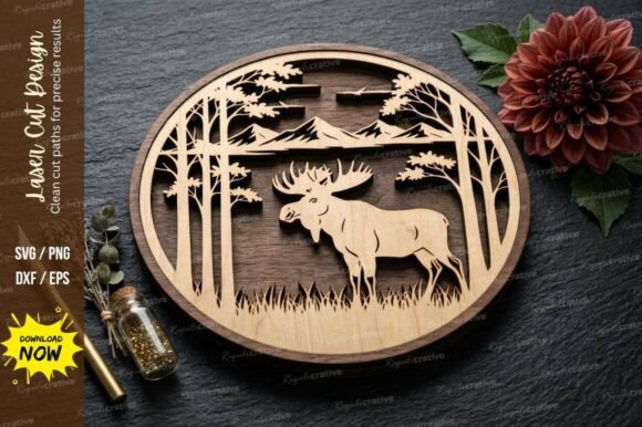 Download Moose Forest Scene Laser Cut Svg Cutting - Moose Collection