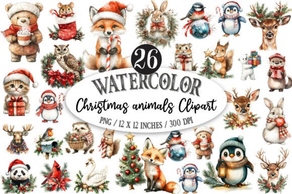Download Watercolor Christmas Animals Clipart - Christmas animals Collection