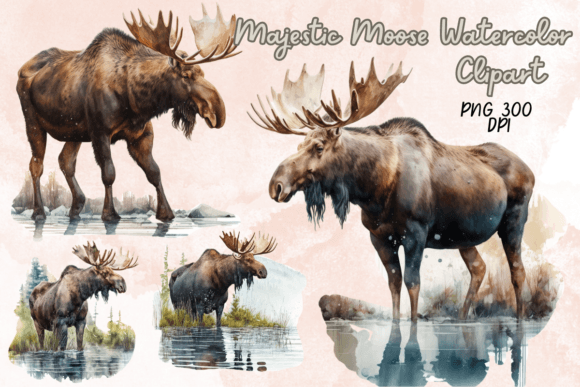 Download Majestic Moose Watercolor Clipart - Moose Collection