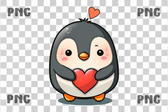 Download Valentine Penguin Png Holding Love Heart - Love Collection