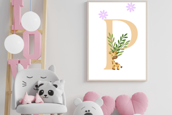 Download Decorative Letter P with Animal Wall Art - Decor Collection