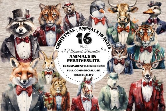 Download Christmas Animals in Suits - Christmas animals Collection