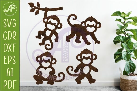 Download Cute Monkey Silhouette SVG, Monkeys 2 - Silhouette Collection