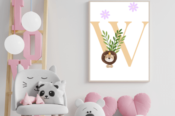 Download Decorative Letter W with Animal Wall Art - Decor Collection