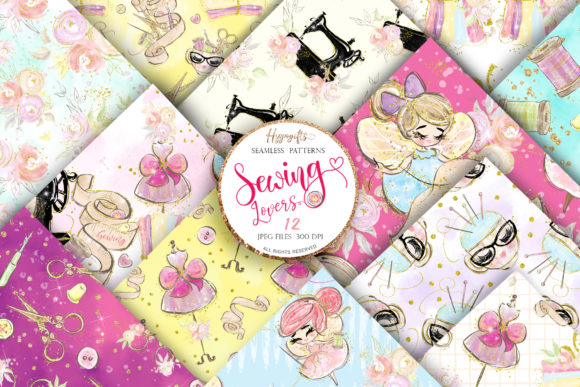 Download Sewing Lovers Seamless Patterns - Love Collection