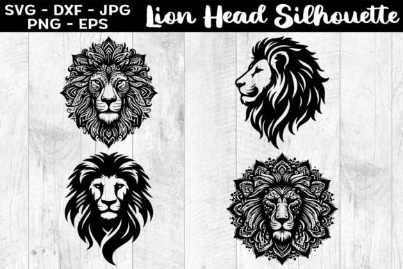 Download Lion Head Silhouettes SVG EPS PNG - Silhouette Collection