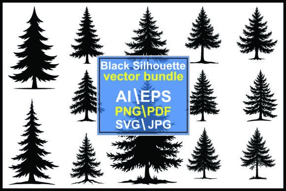 Download Pine Trees Silhouette Clipart Bundle - Silhouette Collection