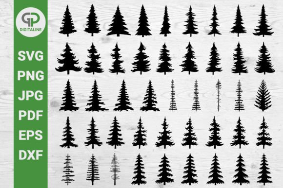 Download Pine Trees Bundle SVG, Silhouettes SVG 1 - Silhouette Collection