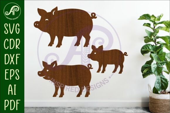 Download Pig Silhouette Laser Cut Outs SVG File - Silhouette Collection