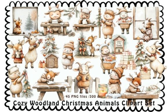 Download Cozy Woodland Christmas Animals Clipart - Premium Resources