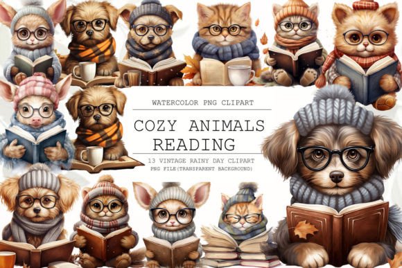 Download Cozy Animals Love Reading Clipart - Love Collection
