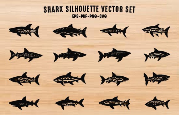 Download Zebra Shark Silhouette Shark Clipart Set - Silhouette Collection